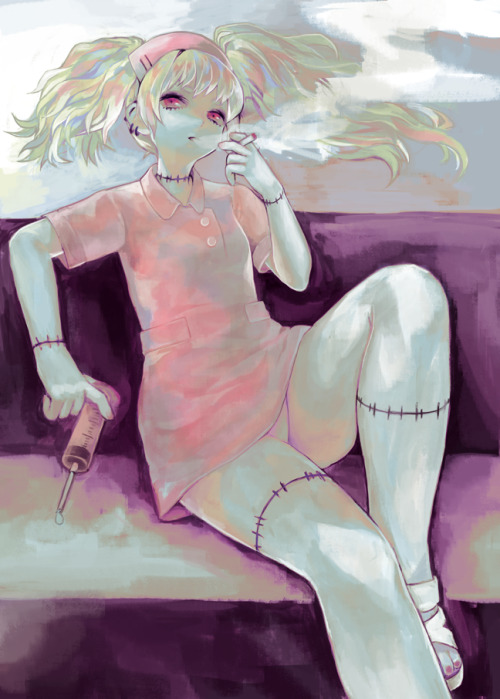 Body Horror Monster Girl Zombie Girl Nurse Stitches Syringe Smoking 安村まいこ maiko kuzuga ma11la Art