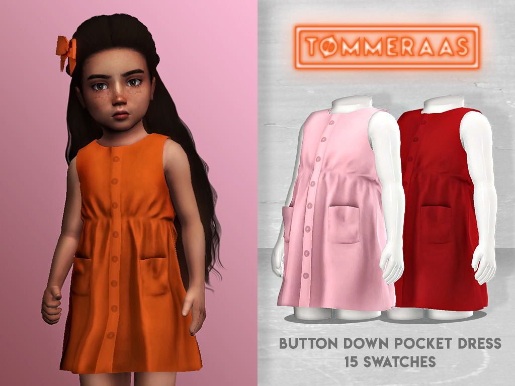 Laurenlime Ts4 Alpha Cc Finds — Tommeraas Cc Button Down Pocket Dress