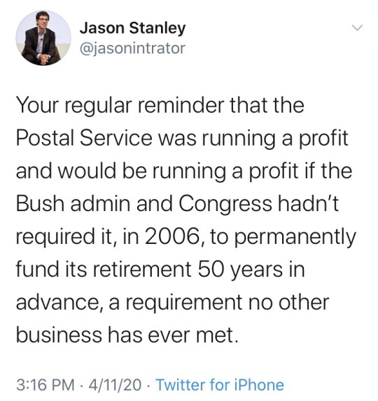 And you know the plan is when Republicans kill the Post Office, they will suddenly “find” all this money the Post Office no...