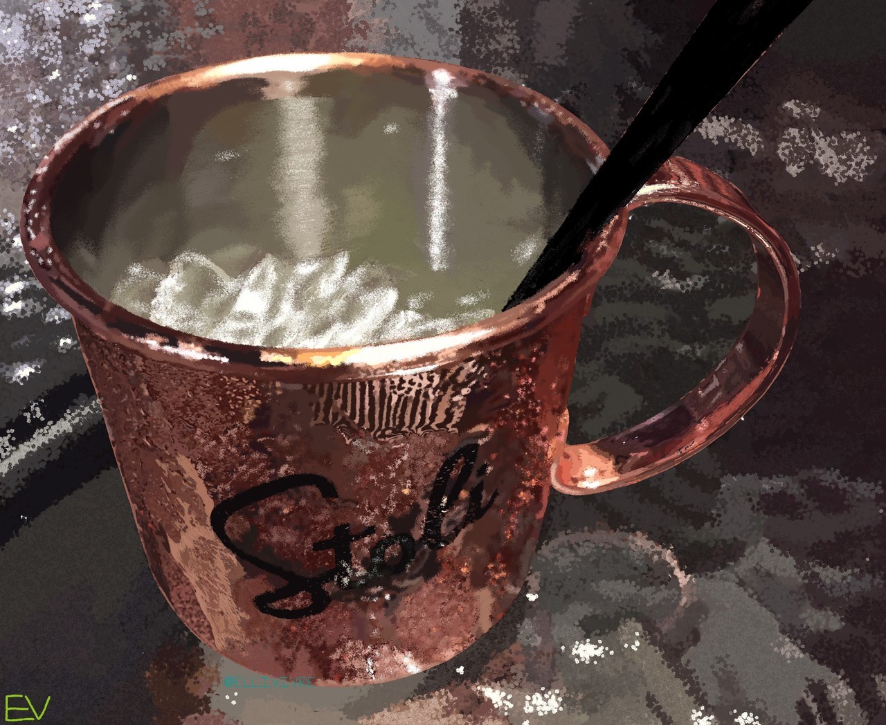 Digital painting of a copper cup. tumblr: @ellivivre Deviantart: @ellivivre