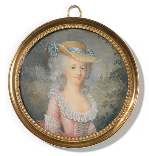 A portrait of Marie Antoinette by Auguste-Louis-Jean Baptiste Riviere, 1780. [source: Osenat, via Auction.fr]