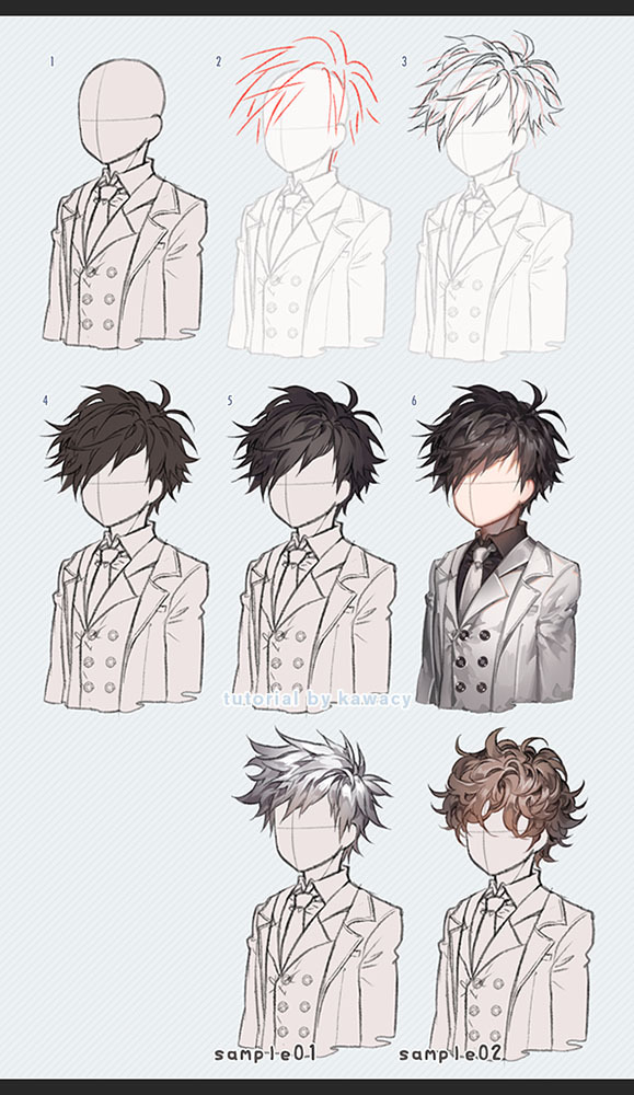 河cy Sketchblog Male Short Hair Vs Female Long Hair Step By Step