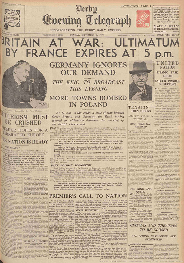 Historical Firearms - Front Pages: Britain Declares War 75 years ago...