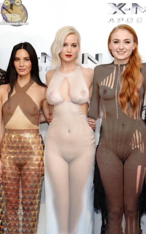 subliminal-fakes:Olivia Munn, Jennifer Lawrence, Sophie...