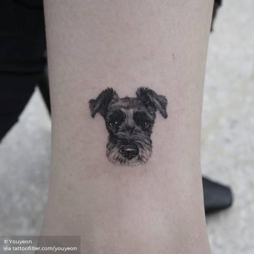 By Youyeon, done at Studio by Sol, Seoul.... youyeon;small;dog;patriotic;single needle;bicep;micro;animal;tiny;germany;ifttt;little;portrait;schnauzer;pet