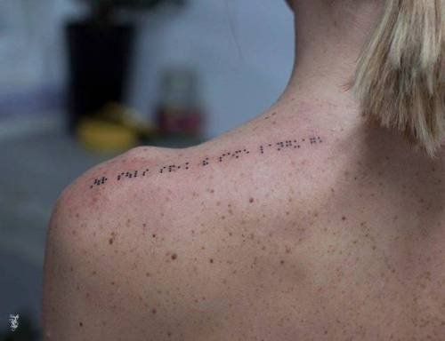 By Andreas Vrontis, done at Vrontis Tattoo Shop, Limassol.... small;line art;languages;contemporary;tiny;andreasvrontis;top of shoulder;ifttt;little;minimalist;medium size;braille;fine line