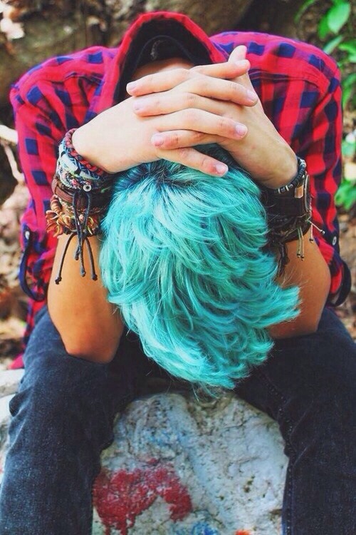 blue hair boy on Tumblr