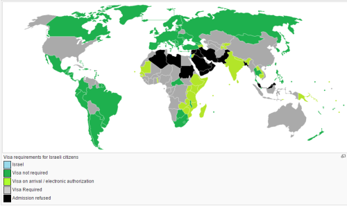 Countries that Israeli Citizens can Visit. - Maps on the Web