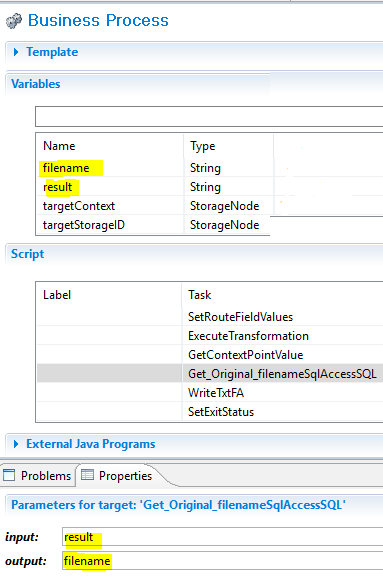 Cleo Clarify Business Process for SQL Access task