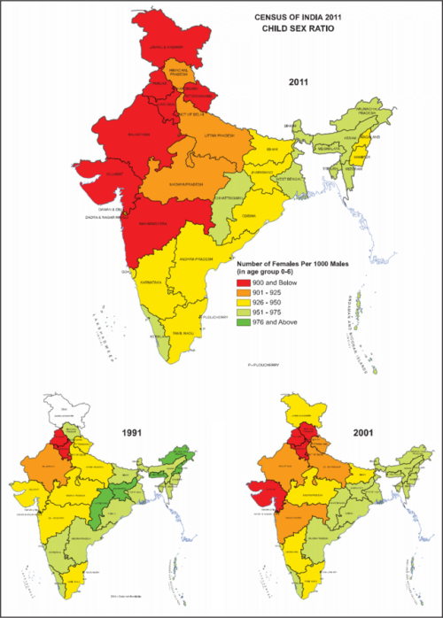 Deteriorating Child Gender Ratio in Indian states. - Maps on the Web