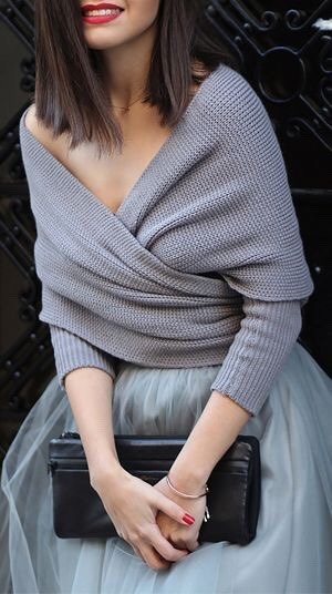  elegant outfit elegant style dressy outfit tulle skirt grey gray outfit fall style