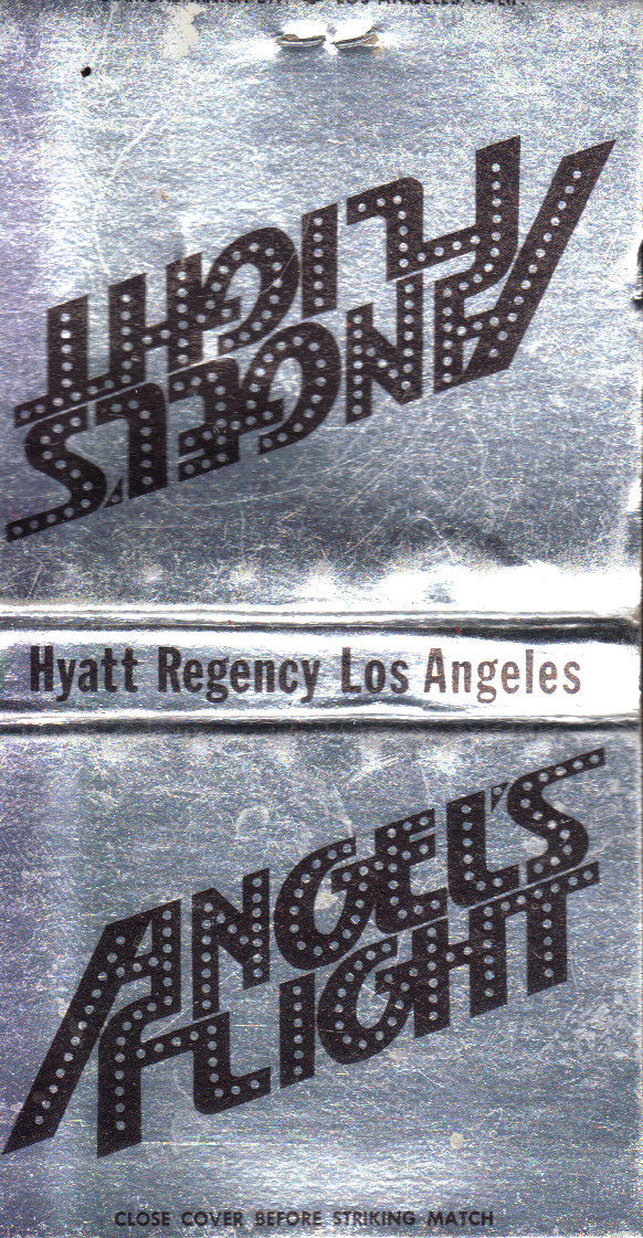 A 1970s matchbook from the Angel’s Flight restaurant of the downtown Hyatt Regency. For our book, chef Susan Feniger– no culinary stranger to the Angel’s Flight district and its historical layers of commercial and financial development– has remixed...