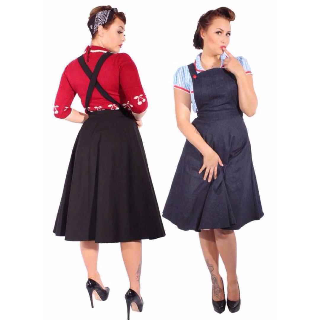 RETRO rockabilly Hosenträger Vintage SWING ROCK Tellerrock Denim