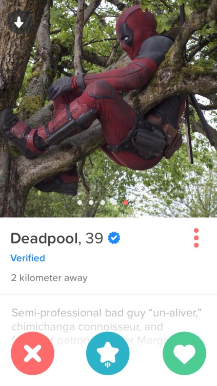 kylosanakins:deadpool has a fucking tinderhonestly whoever is...