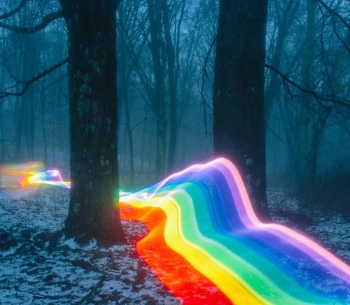 sixpenceee:Daniel Mercadante’s rainbow road. Made with long...