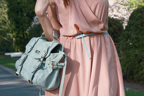 pretty bag pastel pink dress silk dress pretty pastels pastel pink leather bag girly dress stylish girl girl things turquoise girl stuff pastel green pretty dress