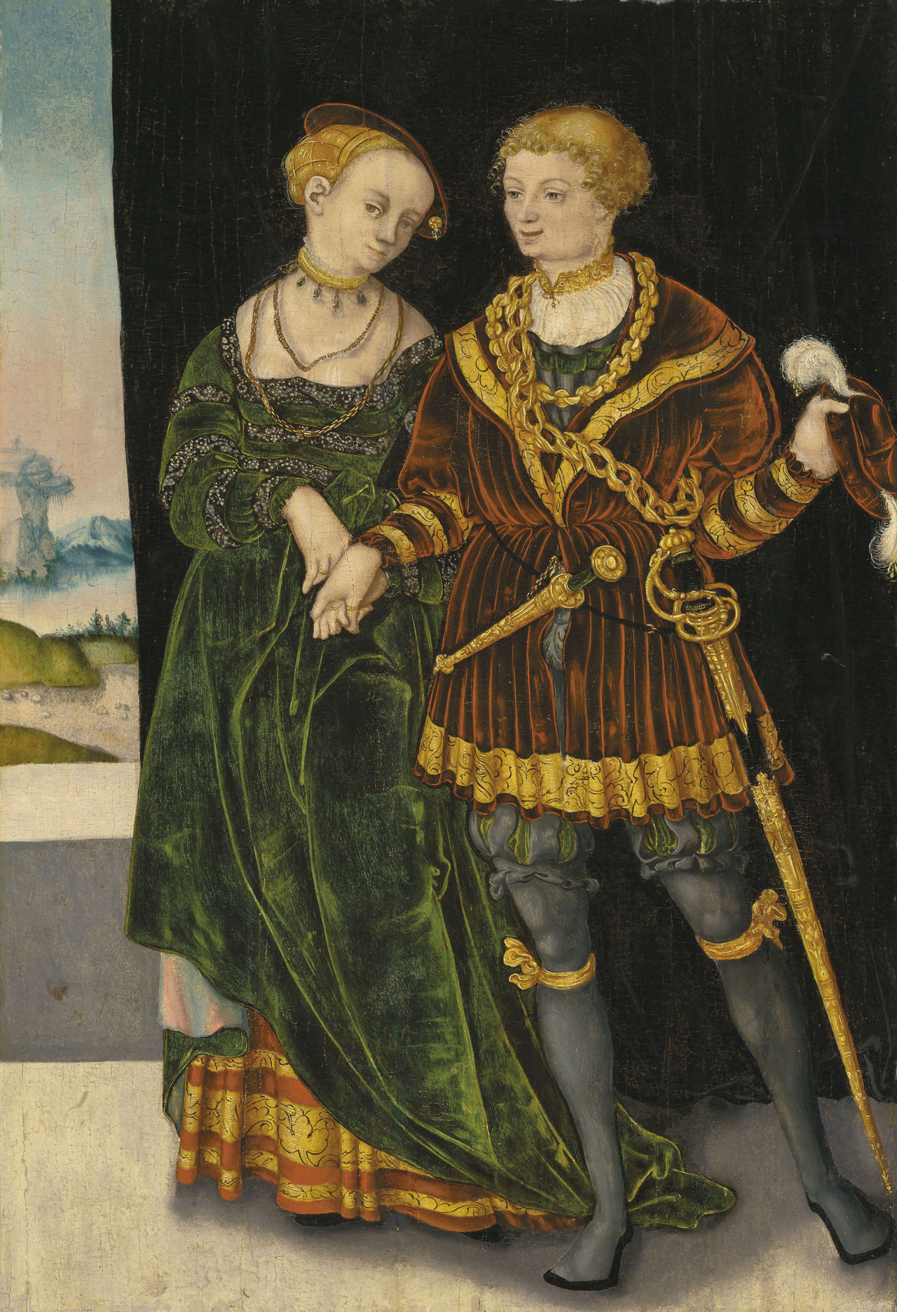 The â€˜Monogrammist I.W.â€™ (fl.1530s, Bohemia), 'Portrait of a Bride and Groom dancingâ€™, 1500s, oil on panel, Bohemian (Czechoslovakian), currently for sale est. 70,000-100,000 GBP in Christieâ€™s Old Masters Evening sale, July 2019