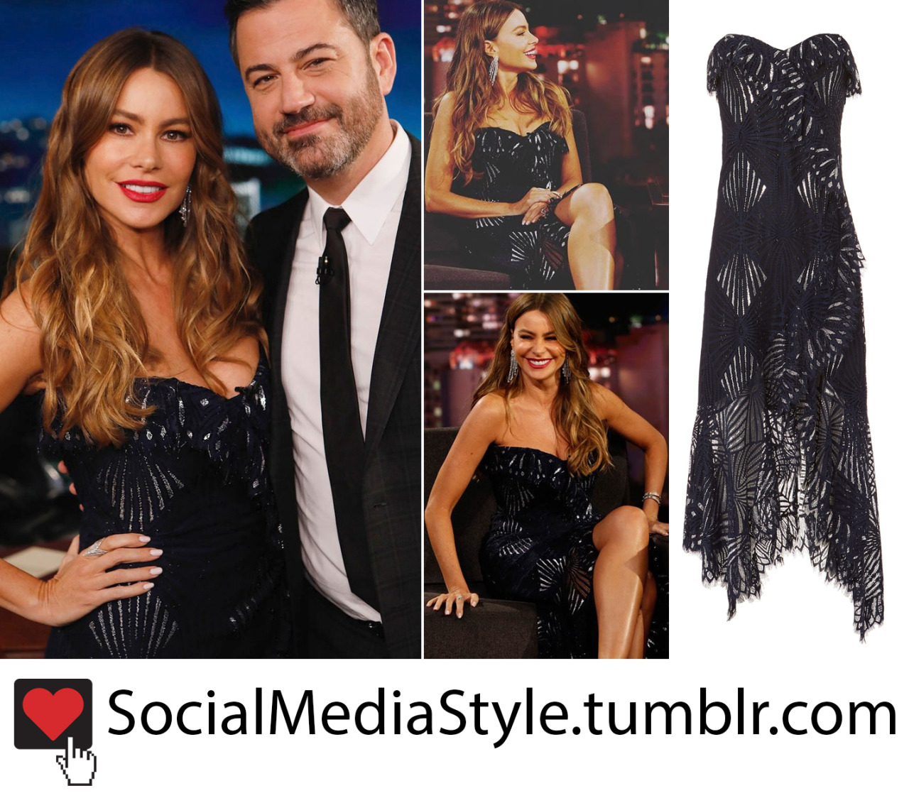 Social Media Style — Sofia Vergara's Strapless Navy Dress from ...
