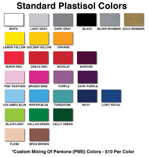 Screen Print Color Chart