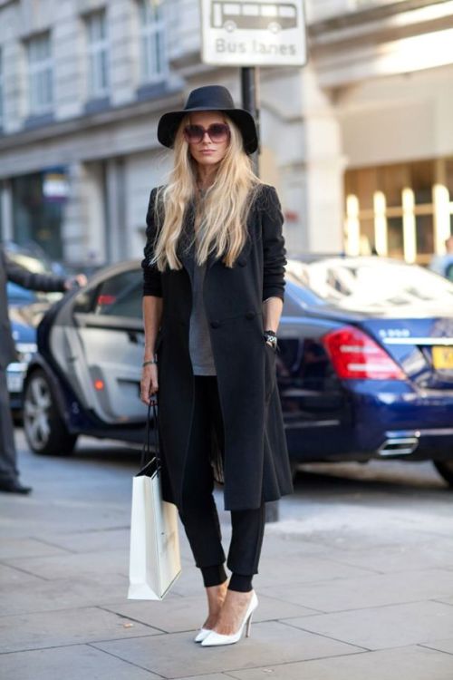 street style fashion white heels trousers hat style blond Outfits