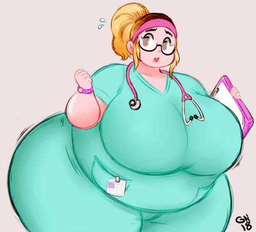 gammageist:My OC Ida in some scrubs and trying on a dress