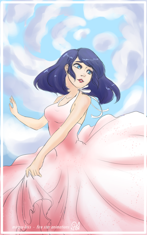 miracu-less:Marinette in a dress doodle~ I’m trying to get...