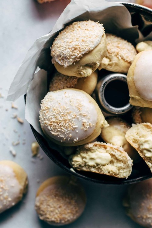 sweetoothgirl:COCONUT CREAM FILLED BAKED YEAST DONUTS RECIPE