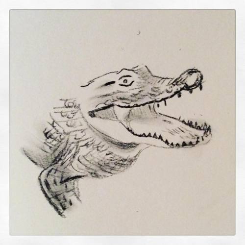 crocodile draw drawingaday drawing charcoal reptiles