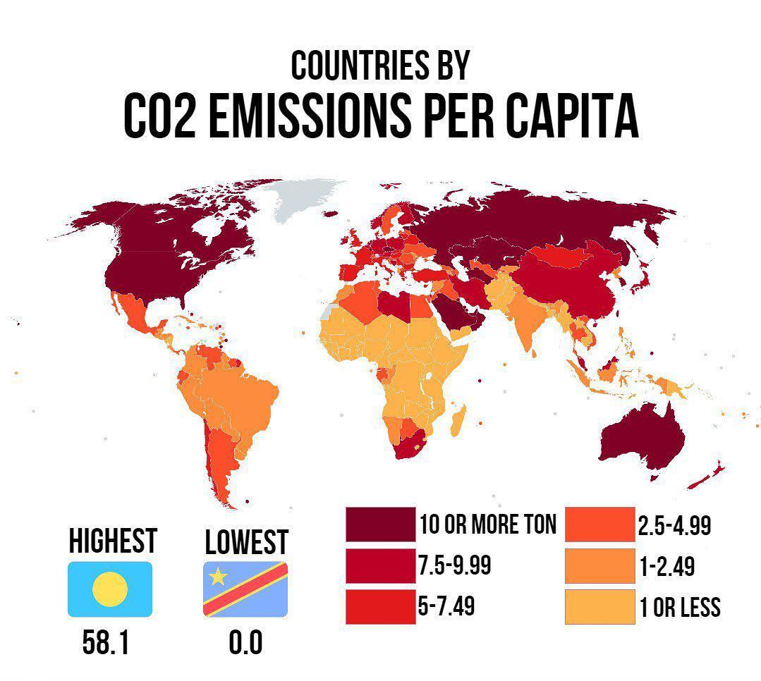 Карта выброса co2