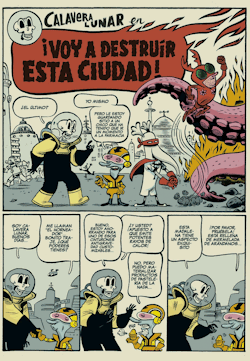 Hace años recuperé brevemente a mi personaje “Calavera Lunar” para la revista BDBanda. Ahí va uno de los episodios