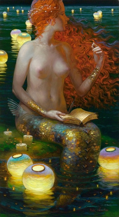 siren sirene siren song Victor Nizovtsev peintre red hair rousse light sea pintura