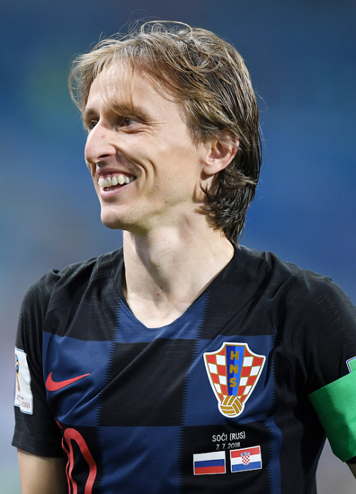 worldcupdaily:Luka Modrić of Croatia celebrates qualifying to...