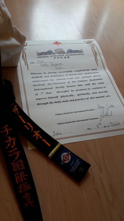 todayinmykarate:Kyokushin shodan degree came in today...