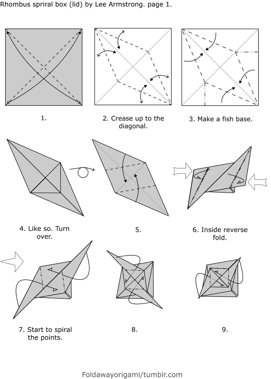 Foldaway Origami — Rhombus spiral box As my silver rectangle box