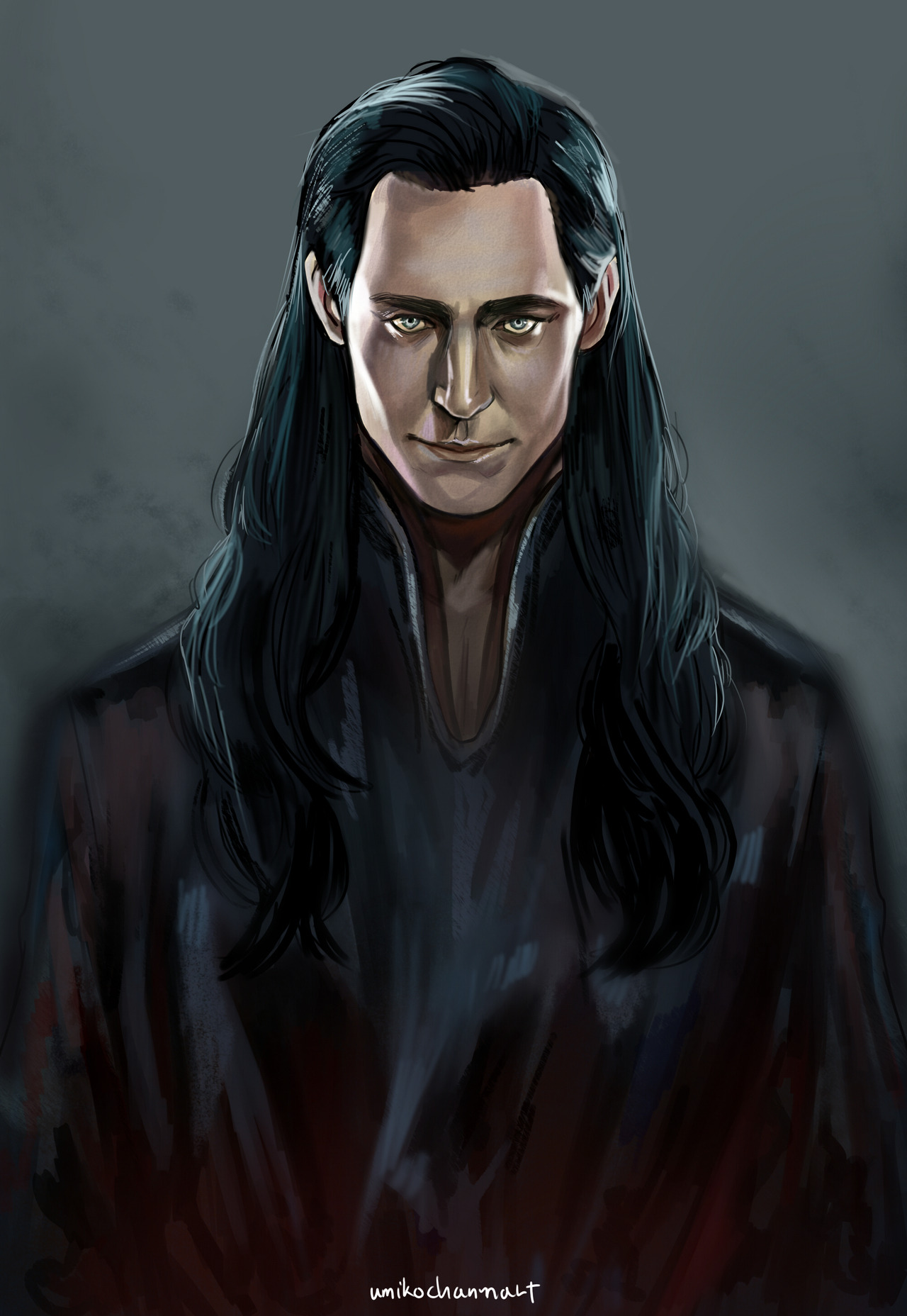 "I just wanted to draw Loki with longer hair `\(ツ). Link. 