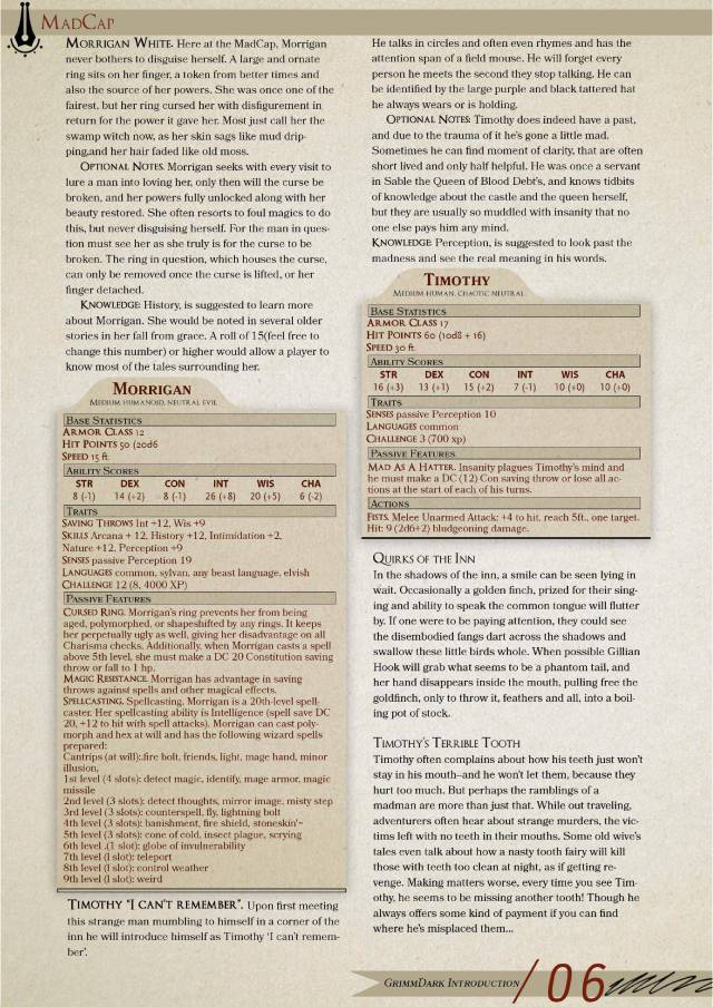 DnD 5e Homebrew — GrimmDark a Book of Fairy Tales NPCs Part 1 by...