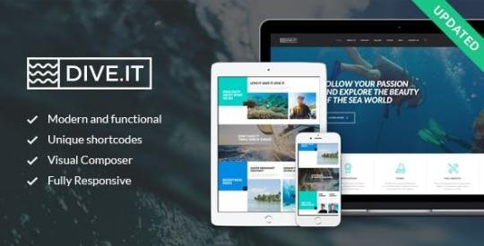 DiveIt v1.3 – Scuba Diving School Sea Adventure & Travel WordPress Theme Nulled