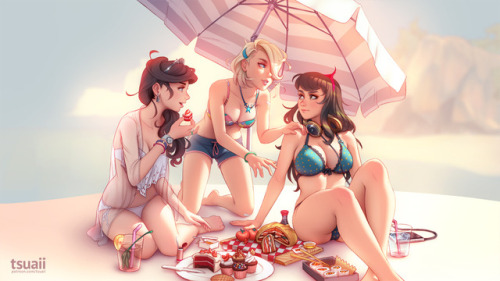 A summery illustration featuring my three original...