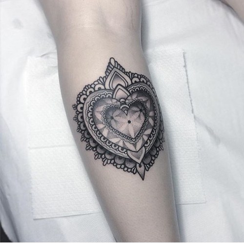 Black and Grey Heart Locket and Roses by Quade Dahlstrom TattooNOW
