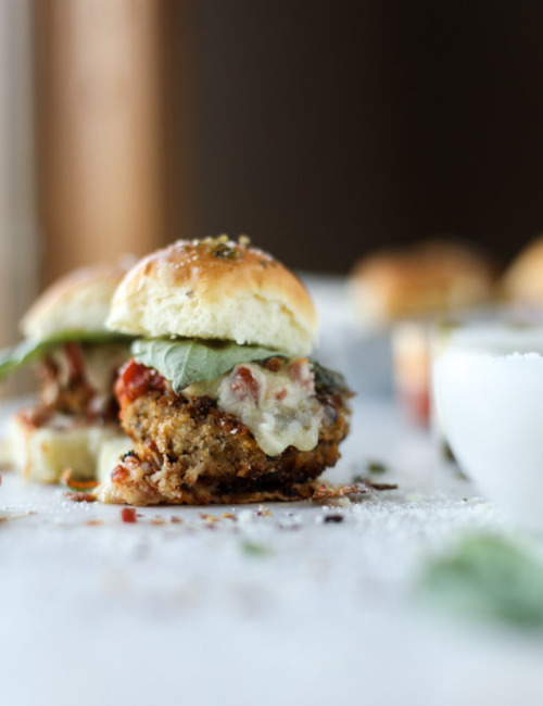 pesto chicken parmesan sliders.