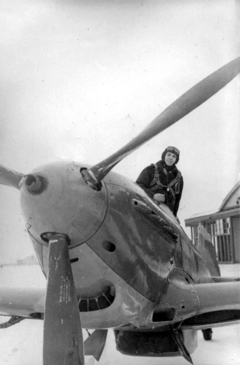 waffenss1972:Soviet pilot Lt. Petr Grishchenko in the cockpit...