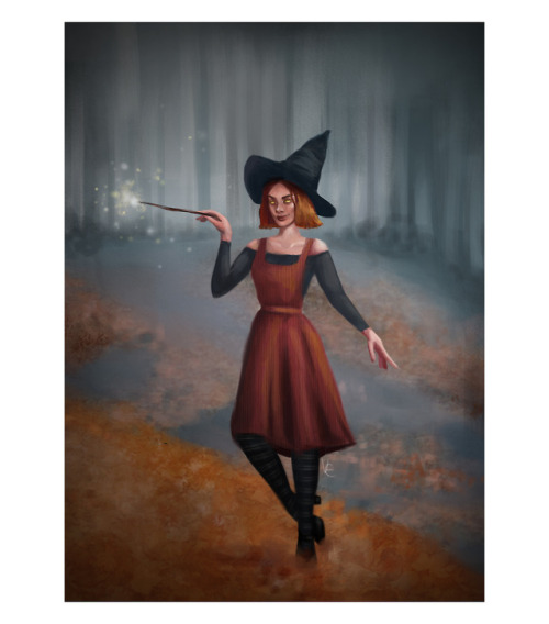 witch autumn witch autumn aesthetic witchy aesthetic autumn leaves witchy wicca digital art digital painting my art vagueenthusiast.art i made it look like rooooommieeeee srasra