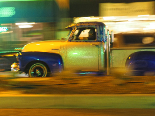 Pickup trucks at night