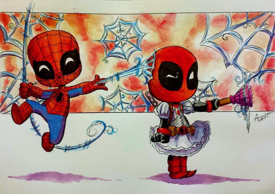 Agnes Garbowska Spiderman And Maid Deadpool Commission