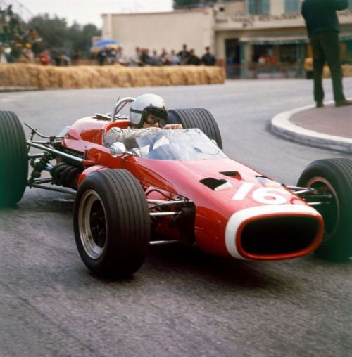 Bruce McLaren in his McLaren M4B during the Monaco Grand Prix,...