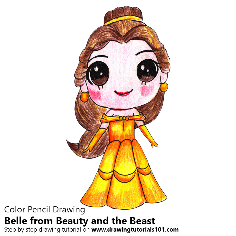 DrawingTutorials101.com • Chibi Belle from Beauty and the Beast