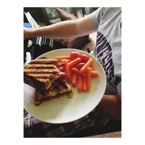 He edits my ebook, I make him a panini. #foodblogging #teamwork