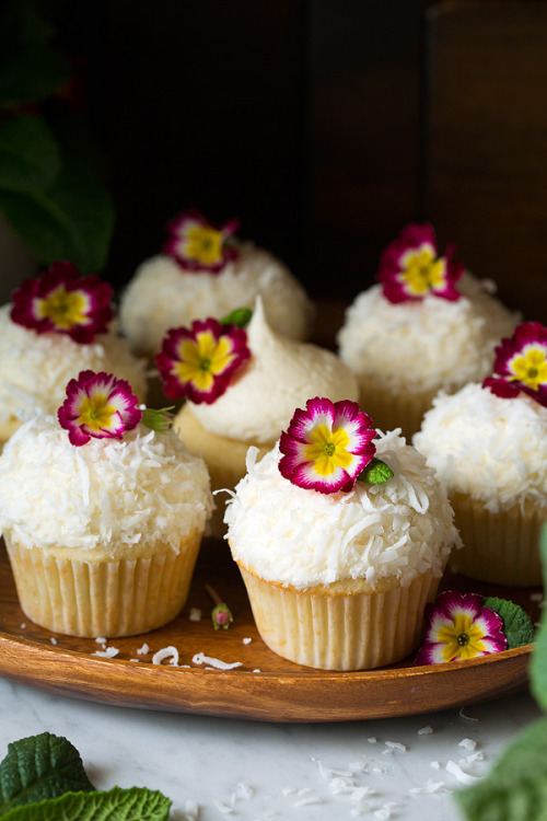 chocolatecravingclub:Coconut Cupcakes with Coconut Buttercream...