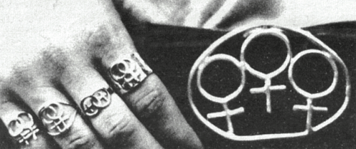 lesbianherstorian:an ad for lesbian rings and belt buckles from...