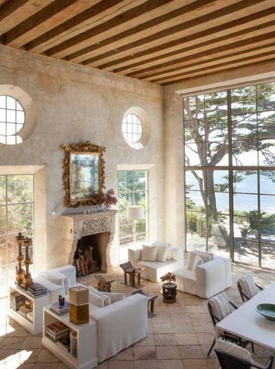 Bright  Airy: $20 million Mediterranean estate in Malibu w/ Antique Limestone Fireplace, Stone Portals, Reclaimed Limestone Floors, and Opus Sectile Inlays [860 x 1151]